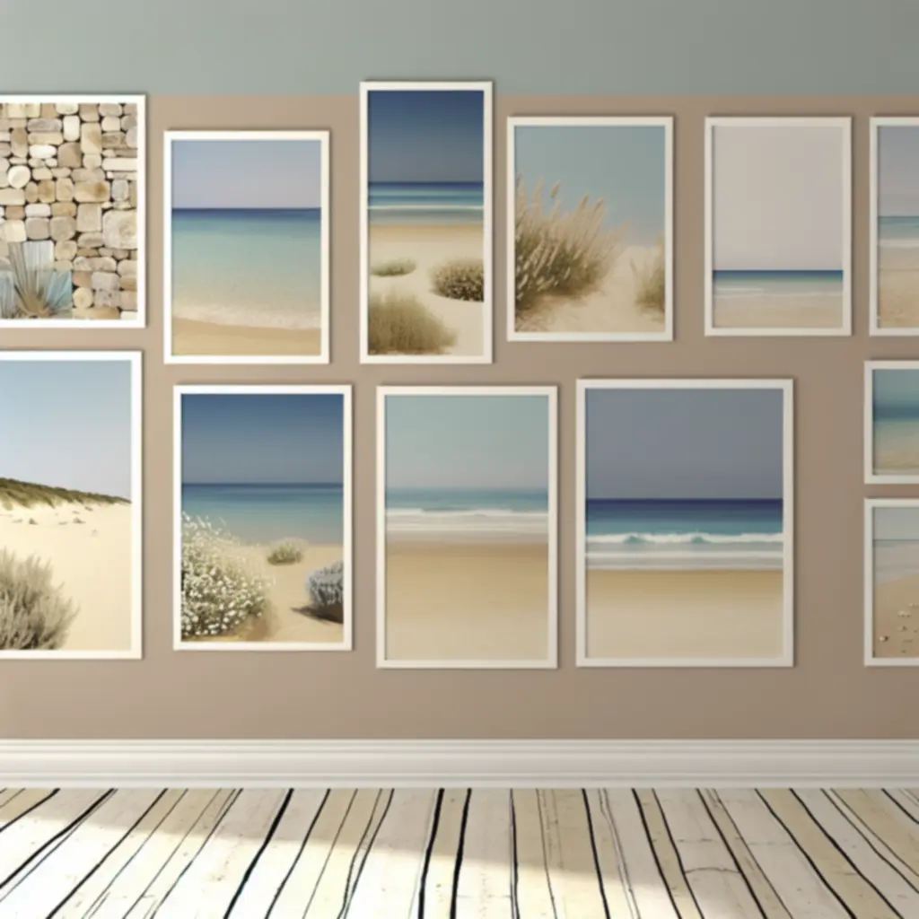 Jasne, nadmorskie plakaty z motywami fal i piasku