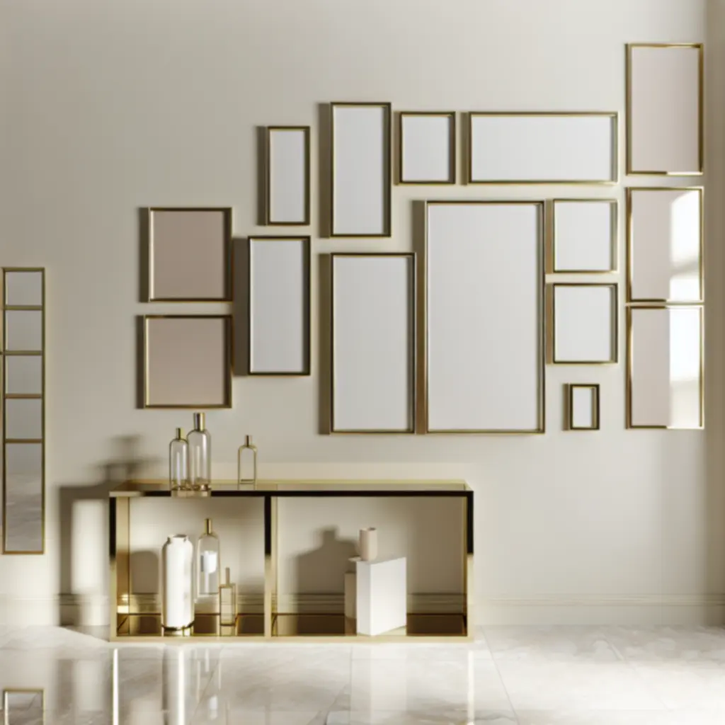 Galeria ścienna z subtelnymi złotymi ramami