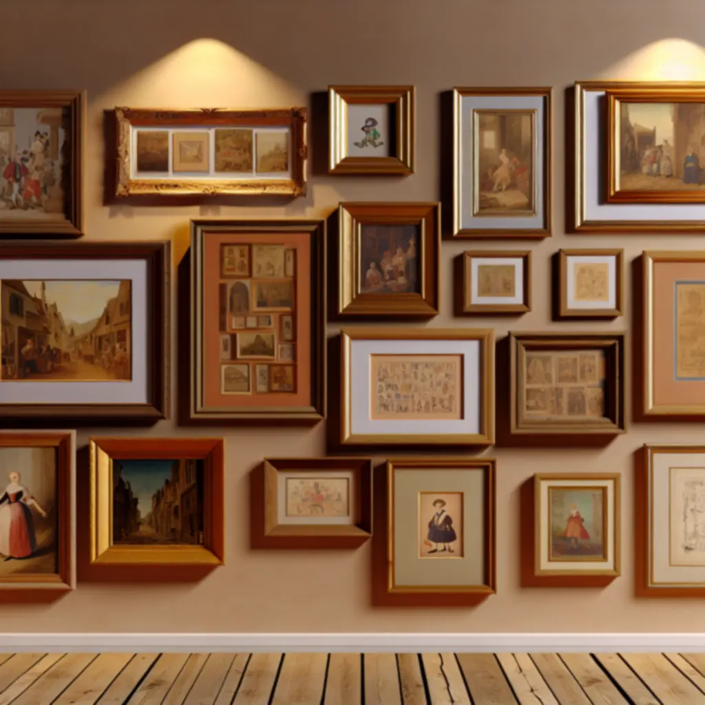 Klasyczne obrazy i plakaty w drewnianych ramach