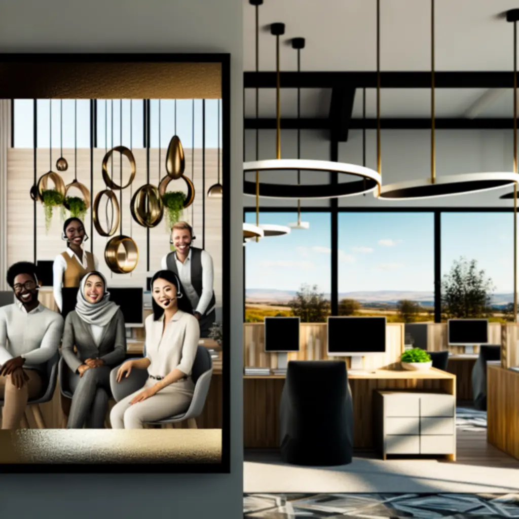 Stylowe biuro obsługi klienta FrameLand z ciepłą, elegancką aranżacją